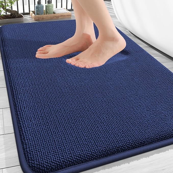 OLANLY Memory Foam Absorbent Bathroom Rugs Mats 30x20, Twilight Sapphire | Soft Quick Dry Bath Mats Rugs, Non-Slip, Machine Washable Carpet for Bathroom Floor, Tub and Shower, Home Decor Accessories