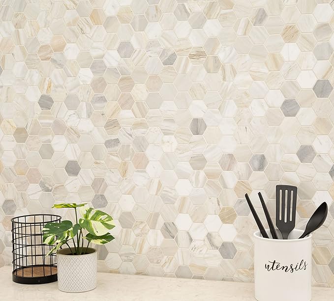 MSI Athena Gold Hexagon Honed Mesh Mounted Mosaic Tile for Bathroom, Kitchen Backsplash, Accent Wall Tile, and Shower Wall Tile