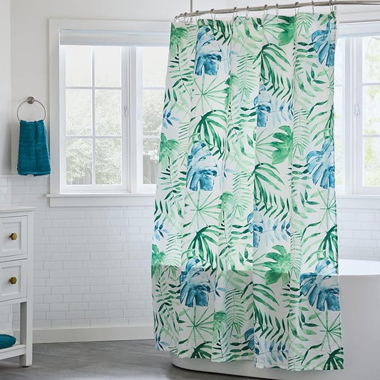Linenspa Green Leaf Shower Curtain Water Resistant, Machine Washable, Polyester Dorm Room Essentials