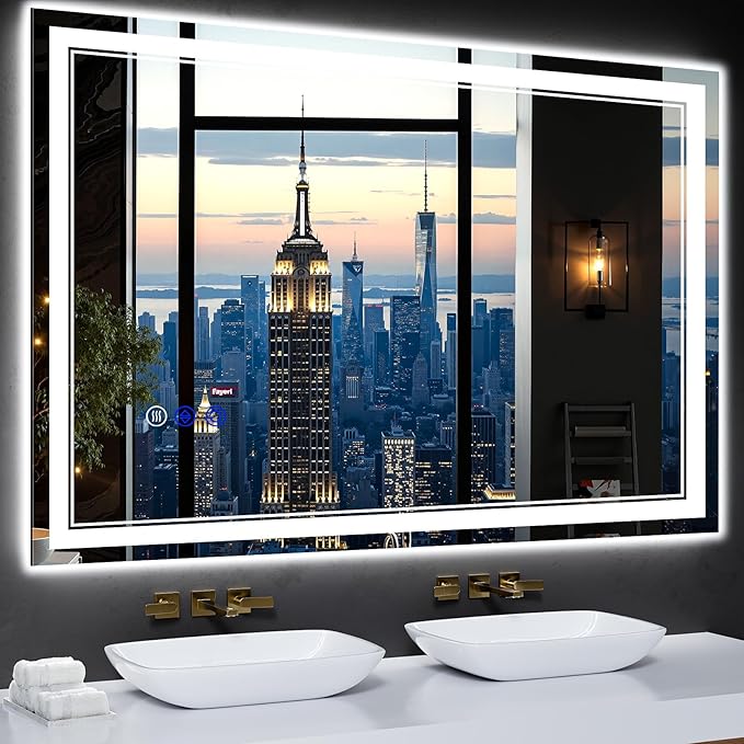 48"x32" LED Bathroom Mirror with Lights,Anti-Fog,3 Color Modes