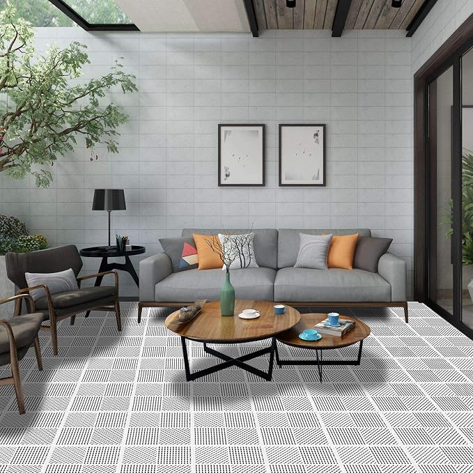 9 Pack Modular Interlocking Floor Mat Soft Non-Slip Shower Floor Tile for Pool Bathroom Shower Sauna Balcony Patio Boat, 12"×12" White