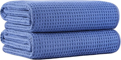 MICROFI New Microfiber Waffle Bath Towels, 2 Pieces, Soft, Absorbent, Fast Drying, Lint Free 430 GSM (30''x60''/76cm x 152cm)