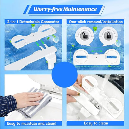 Bidet Attachment for Toilet,Non-Electric Bidet Attachments with Independent Adjustable Water Pressure,Retractable Self-Cleaning Nozzles for Feminine and Rear Washing-Black