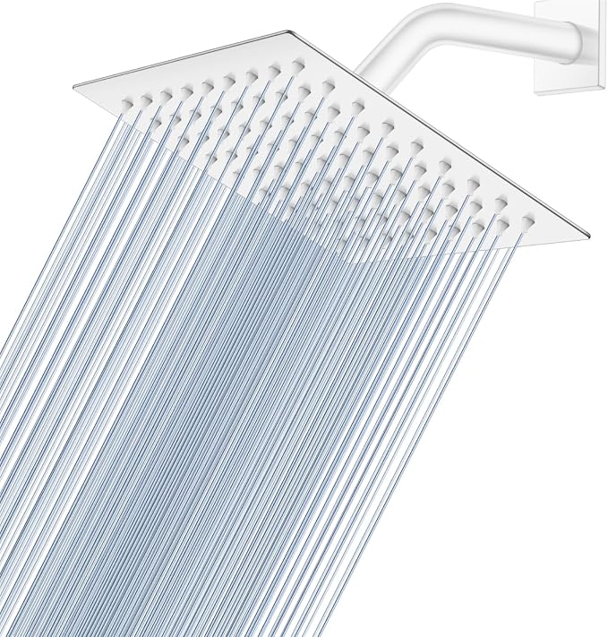 Midanya Square Rain Shower Head,High Pressure,Polish Chrome 6 Inch | 360°Swivel,Ceiling or Wall Mount,Waterfall Full Body Coverage,Bathroom Remodel,Stainless Steel Large Rainfall Shower Head