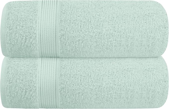 Cotton 2 Pack Oversized Bath Towel Set 28x55 inches, Large Bath Towels, Ultra Absorbant Compact Quickdry & Lightweight Towel, Ideal for Gym Travel Camp Pool - Sea Green