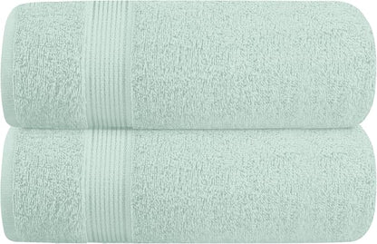 Cotton 2 Pack Oversized Bath Towel Set 28x55 inches, Large Bath Towels, Ultra Absorbant Compact Quickdry & Lightweight Towel, Ideal for Gym Travel Camp Pool - Sea Green
