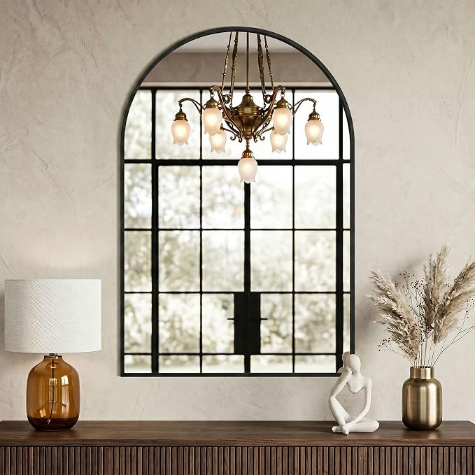 AMOISE Arched Bathroom Mirror for wall, 2Pack 30"x20" Vanity Mirror, Black | Metal Frame, HD Glass, Over Sink Mirror for Bathroom, Entryway, Living Room & Bedroom