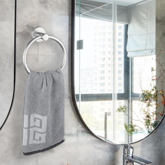 Bathroom Hardware Set, Towel Ring & Toilet Paper Holder, Stainless Steel SUS304, Hand Towel Hanger & Toilet Roll Holder, Sturdy Bathroom Accessories for Home or Kitchen Brushed Nickel