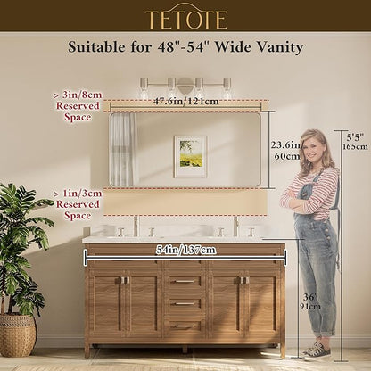 TETOTE Brushed Nickel Mirror 48 x 24 Inch for Bathroom Over Sink Metal Framed Mirror Modern Farmhouse for Living Room Entryway(Horizontal/Vertical)