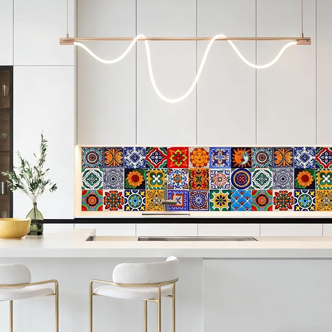 24 PCS Peel and Stick PVC Tile Stickers Waterproof Removable | for Kitchen Bathroom Backsplash, Waterproof Self-Adhesive Removable Decals, Easy DIY Decor, Smooth Surfaces, 3.94x3.94in