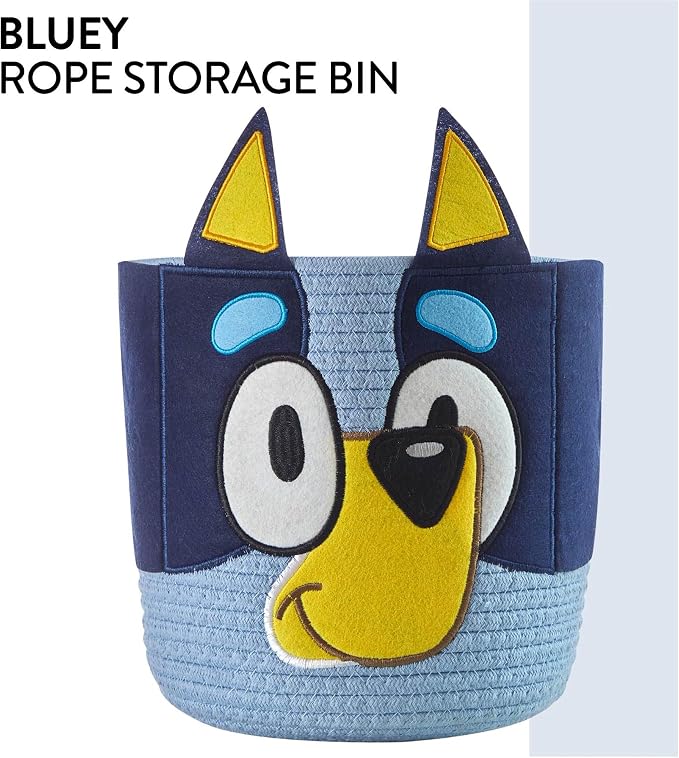 Bluey Figural Rope Storage Basket,10" H x 10" W, Decorative and Functional Organizer for Kids Room or Nursery