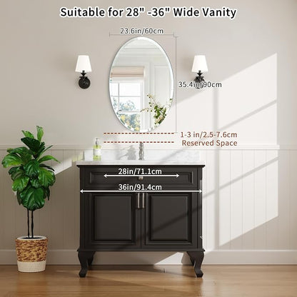 24x36 Inch Bathroom Mirrors for Over Sink, Frameless Mirrors for Wall | Beveled Bathroom Mirror, Bathroom Vanity Mirror for Bedroom Living Room Entryway Home Decor