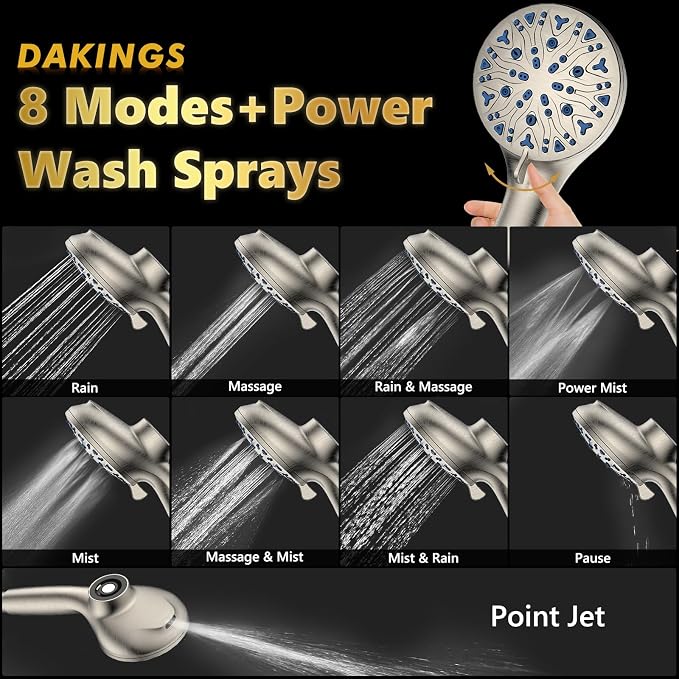 High Pressure Filtered Shower Head with Handheld, Upgrade Magnetic 10-Mode Handheld Showerhead Built-in Power Wash for Bathroom Cleaning, Detachable Shower Head with 71" Shower hose