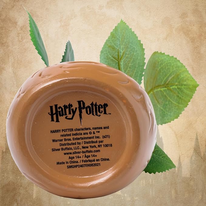 Silver Buffalo Harry Potter Mandrake Face, Artificial Faux Planter | Decorative, Greenery Plant in, Ceramic Pot