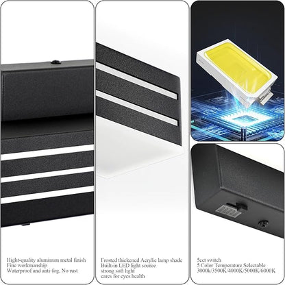 Ralbay 5 Color Temperature Dimmable LED Modern Black Vanity Light for Bathroom 40inch 36W Acrylic Matte Black Bathroom Vanity Lighting Fixtures Over Mirror