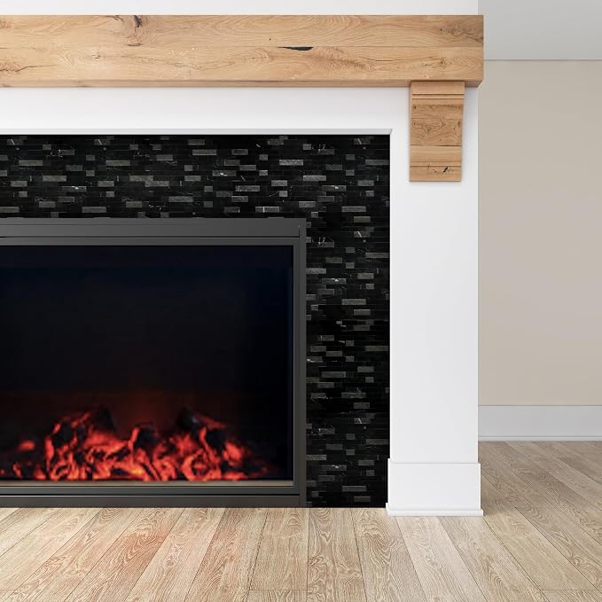 SUNWINGS 5-Sheet Peel and Stick Mosaic Natural 3D Stone Self Adhesive Marble Tiles, 11.5" x 10.7" Stick on Backsplash for Kitchen Bathroom Fireplace Vanity, Mixed Black
