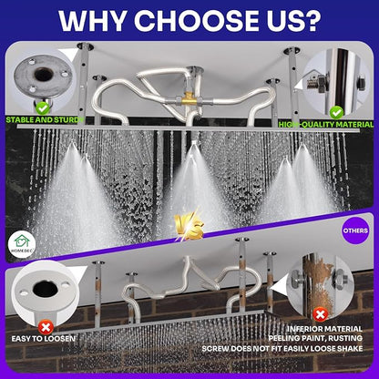 Dual Functions Luxury High Pressure Rain Shower Head, 16"x32" Large Ceiling Full Body Shower Head with Silicone Nozzles Rectangle Mist Showerhead, Modern Chrome Finish