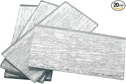 Silver White Glass Tile 3x6 for Kitchen Backsplash Accent Wall Bathroom Subway Tile Real Silk Glass Tiles (Pack of 20)
