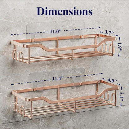 Kitsure Shower Caddy, Adhesive Shower Organizer, Large, Rose Gold | Stainless Steel Shelf for Inside Shower, No Drill Bathroom Organizers and Storage, Home Decor Accessories