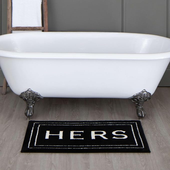 Mohawk Home Hers Casual Novelty; Solid Black 1' 5" X 2' Bath Mat Perfect for Bathroom