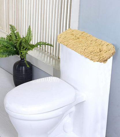 Home Weavers Bell Flower Toilet Tank Lid Cover – 10"x22", 100% Cotton, Tufted, Soft & Absorbent, Non-Slip, Machine Washable Bathroom Décor, Yellow