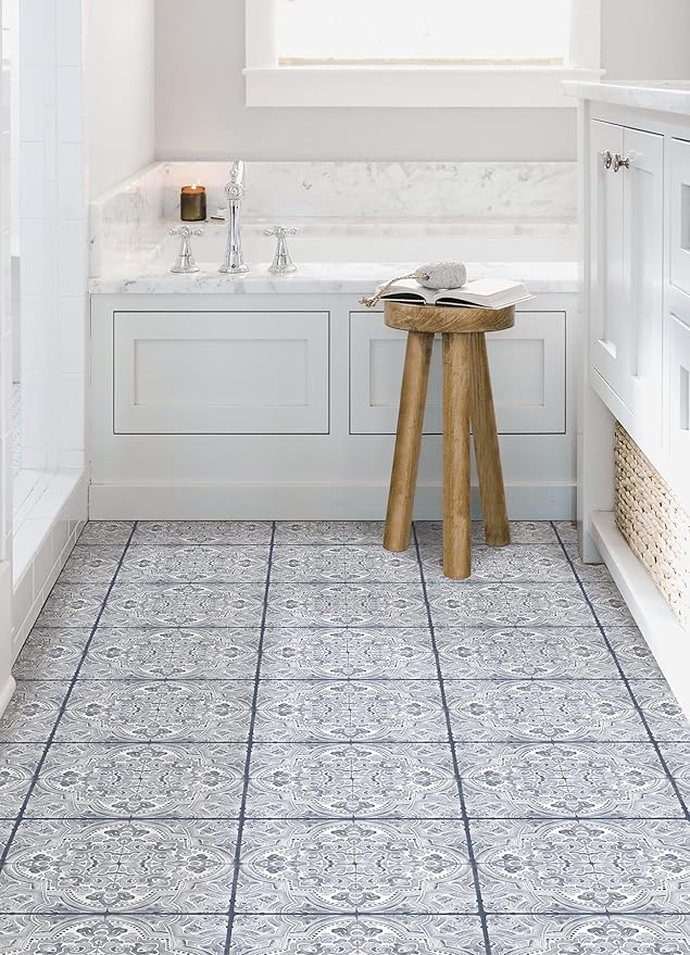 FloorPops Hastings Peel & Stick Floor Tiles, Blue