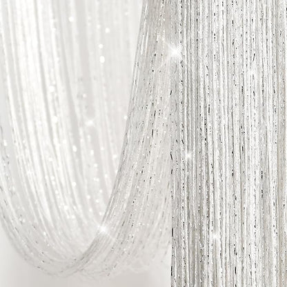 Lush Decor Night Sky String Thread Shower Curtain With PEVA Liner, 2 Piece Set, 72" W x 72" L, White - Silver String Shower Curtain and Liner Set - Shimmery Bath Curtain - Modern Glam Bathroom Decor