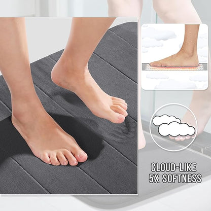 Yimobra Bathroom Runner 60"x24", Non Slip Memory Foam Bath Mat, Super Soft Water Absorbent Hallway Carpet, Machine Washable Rug for Vanity Tub Shower, Dark Gray