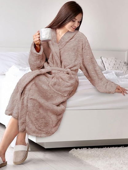 PAVILIA Premium Womens Plush Soft Robe Fluffy, Warm, Fleece Sherpa Shaggy Bathrobe