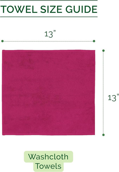 Elegant Comfort 100% Turkish Cotton Corduroy Ribbed Luxury Washcloths 6 Pack Soft 13 x 13 Inch - Higly Absorbent, Durable, Quick Dry, Spa Premium Hotel Quality for Bathroom or Travel, Hot Pink