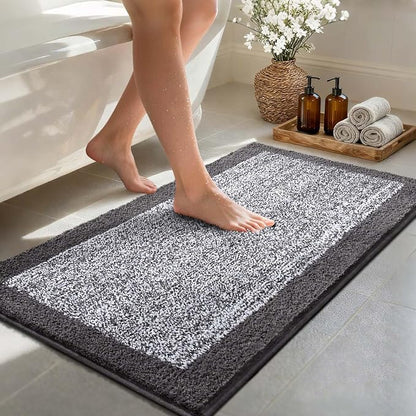 44x24 Large Bathroom Rugs Washable Non Slip, Grey Bath Mat for Bathroom Floor Tub, Soft Absorbent Quick Dry Mats for Shower, Bathtub,Home Decor
