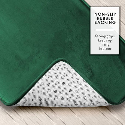 Clara Clark Bathroom Rugs, Velvet Memory Foam Bath Mat, Non-Slip, Machine Washable Bath Rugs - Dries Quickly, Ultra Soft Plush Bath Mats for Bathroom, 20 x 32, Hunter Green
