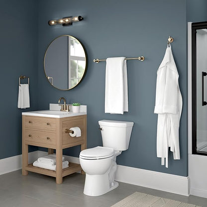 Delta 4-Piece Champagne Bronze Bathroom Set Towel Rack, Ring, Toilet Paper Holder, Hook | Nicoli Bath Accessories