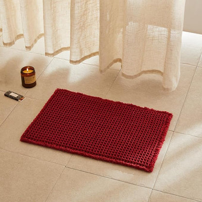 TYUU Waffle Bath Mat, Small Boho Bathroom Rugs Non Slip 24x16 Burgundy | Super Absorbent Quick Dry Bath Rug, Non-Slip Backing, Soft Waffle Washable Farmhouse Bathroom Mats, Tub, Shower & Home Decor