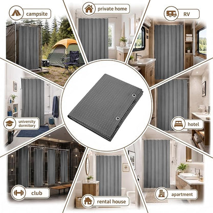 Siiluminisoy Shower Curtain and Liner Set, Waffle Shower Curtain Set with 12 Stainless Steel Hooks, Waterproof Luxury Fabric Shower Curtains for Bathroom and Hotel, Grey, 72" W x 84" H