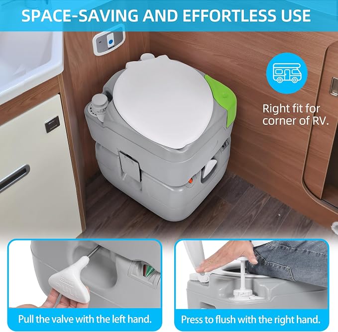 YITAHOME Portable Toilet Camping Porta Potty 5.8 Gallon with Diagonal | Hand Sprayer, Level Indicator, Carry Bag, Portable Toilet for Adults, RV Travel, Boat and Trips