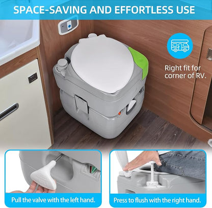 YITAHOME Portable Toilet Camping Porta Potty 5.8 Gallon with Diagonal | Hand Sprayer, Level Indicator, Carry Bag, Portable Toilet for Adults, RV Travel, Boat and Trips