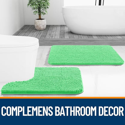OLANLY Bathroom Rugs 36x24, Extra Soft Absorbent Chenille Bath Rugs | Mint Green, Quick-Drying Rubber Backing, Machine Washable Bath Mat for Bathroom Floor, Tub and Shower, Home Decor Accessories