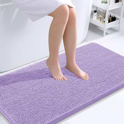 OLANLY Bathroom Runner Rugs 40x24, Extra Soft Absorbent Chenille Bath Rugs | Lavender, Quick-Drying Rubber Backing, Washable Long Bath Mat for Bathroom Floor, Tub and Shower, Home Decor Accessories