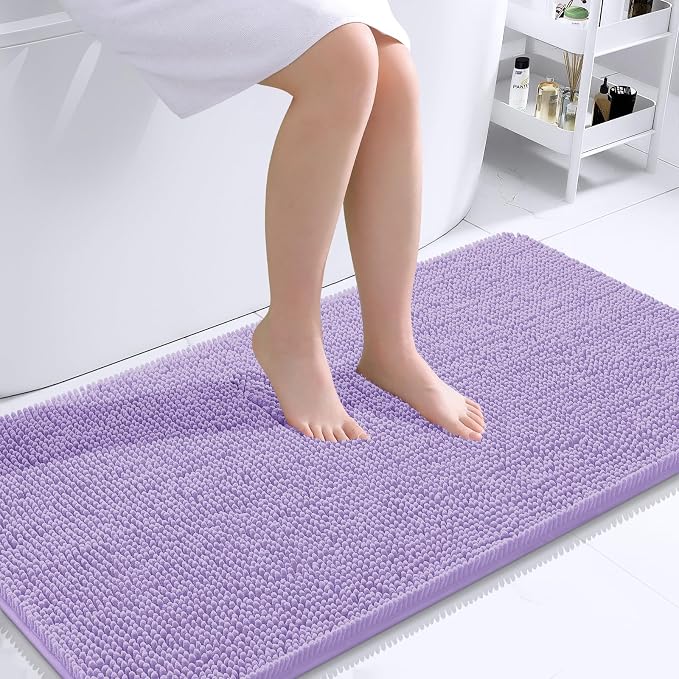 OLANLY Bathroom Runner Rugs 44x24, Extra Soft Absorbent Chenille Bath Rugs | Lavender, Quick-Drying Rubber Backing, Washable Long Bath Mat for Bathroom Floor, Tub and Shower, Home Decor Accessories