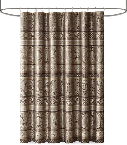 Madison Park Bellagio Taupe Shower Curtain, Transitional Shower Curtains for Bathroom, 72 X 72, Beige (Pack of 4)