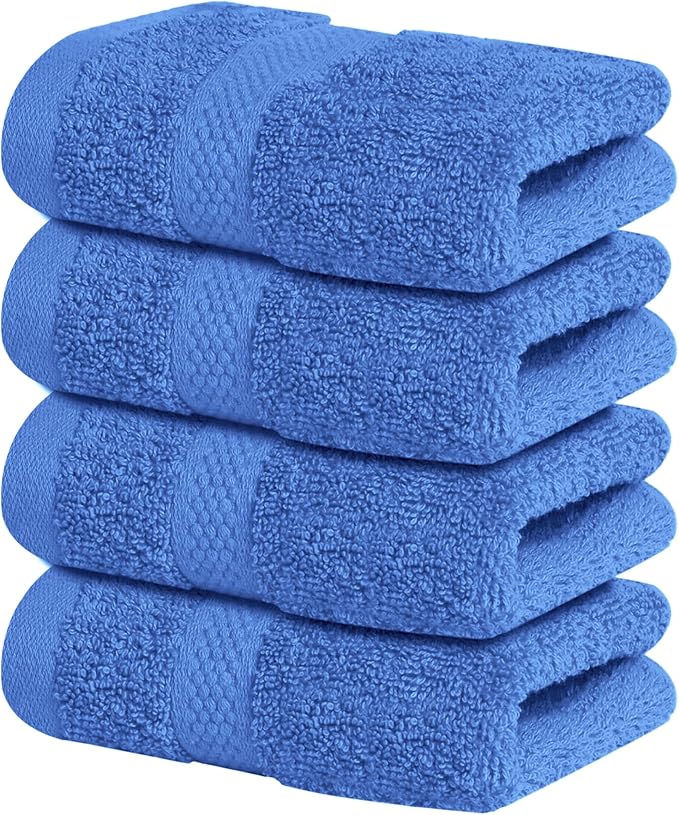 Infinitee Xclusives 100% Cotton Luxury Wash Cloths for Showering - 4 Pack | Washcloths [13x13] - Soft and Absorbent Face Towels for Bathroom Wash Clothes - Gym, Spa & Hotel Use