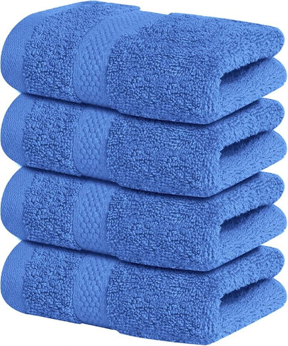 Infinitee Xclusives 100% Cotton Luxury Wash Cloths for Showering - 4 Pack | Washcloths [13x13] - Soft and Absorbent Face Towels for Bathroom Wash Clothes - Gym, Spa & Hotel Use