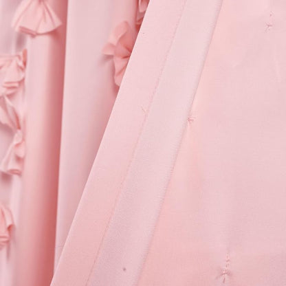Lush Decor Riley Light Filtering Window Curtain Panel, Single 54" W x 84" L, Pink - Cute Pink Curtains for Bedroom - Bow Decor - Coquette Curtains for Windows
