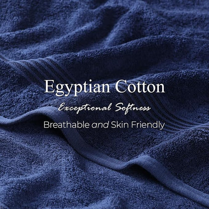SUPERIOR Egyptian Cotton Face Towel/Washcloth Set, Small Towels for Home Bathroom, Master, Guest Bath, Decor Essentials, Quick Dry, Absorbent, Spa, Hotel, Resort, Adult, Kids, Set of 10, Navy Blue