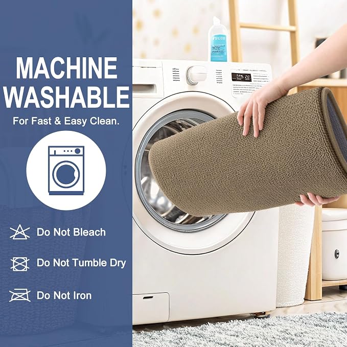 OLANLY Memory Foam Bathroom Runner Rug 70x24, Absorbent Long Bath Mat, Tan | Soft Quick Dry Bath Rugs, Non-Slip Carpet, Machine Washable Mat for Bathroom Floor, Tub and Shower, Home Decor Accessories