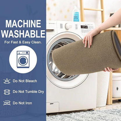 OLANLY Memory Foam Bathroom Runner Rug 70x24, Absorbent Long Bath Mat, Tan | Soft Quick Dry Bath Rugs, Non-Slip Carpet, Machine Washable Mat for Bathroom Floor, Tub and Shower, Home Decor Accessories