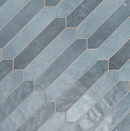 M S International Renzo Denim Glossy Ceramic Picket Wall Tile for Bathroom, Kitchen Backsplash, Accent Wall, and Shower - Sample
