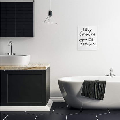 'I See London and France Saying Bathroom Humor'| Canvas Art | Stupell Industries | 16 x 20 Inches, Easy to Hang and Sturdy, Made in USA, by Lettered and Lined
