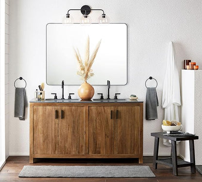GRACTO 30 x 40'' Chrome Rectangle Bathroom Vanity Mirror for Wall Polished Silver Metal Framed Rounded Rectangular Bathroom Vanity Mirrors Vertical and Horizontal Hanging